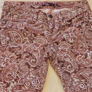 PrAna Trinity Corduroy Low Rise Pant Women's Size 2 Rhubarb Pink Paisley Stretch